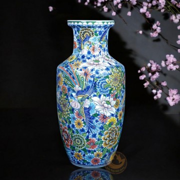 Bình Gốm Sứ Chim Trĩ Vuốt Tay – Nghệ Thuật Trang Trí Độc Đáo